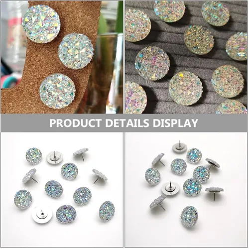 Vista 9 de MAGICLULU Multi-función Push Pin Rhinestone Thumbtacks Compact Pushpins para suministros de mapa