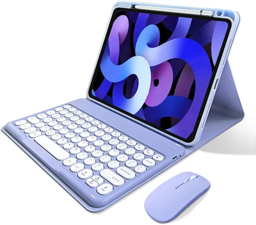 Vista 16 de kaitesi Funda de teclado para iPad de 9ª/8ª/7ª generación de 10.2", teclado Bluetooth inalámbrico desmontable con ratón, funda inteligente tipo