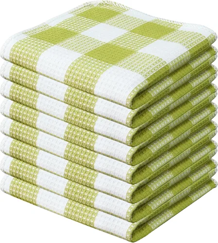 Vista 19 de PurpleEssences Trapos de cocina a cuadros con tejido de gofre, 100% algodón, 12 x 12 pulgadas, suaves, absorbentes, de secado rápido, trapos