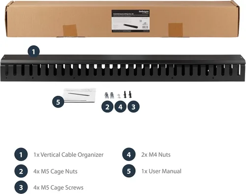 Vista 5 de StarTech.com Conducto vertical de gestión de cables de 3 pies (3.3 ft) con cubierta – Canal de cable de conducto de dedo de ranura abierta 0U