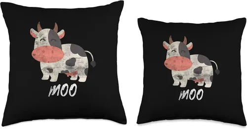 Vista 3 de Cow Farm Animal Country Life Farmer Gifts Funny Moo Kawaii - Almohada para amantes de la vaca de granja, 18 x 18 pulgadas, multicolor