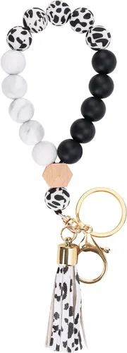 Vista 2 de Llavero de silicona para mujer, pulsera con cuentas para automóvil