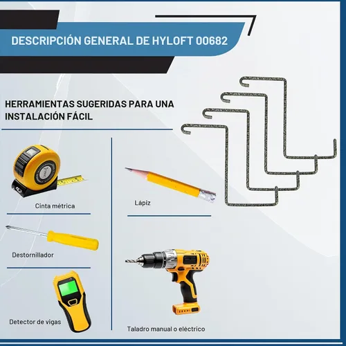 Vista 3 de Gancho accesorio para almacenamiento, de la marca HyLoft, para estante de techo HyLoft modelo 540, 4