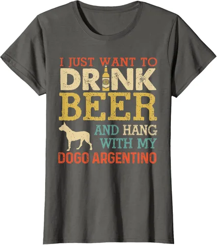 Vista 7 de Dogo Argentino - Camiseta vintage divertida para colgar con perro, Negro