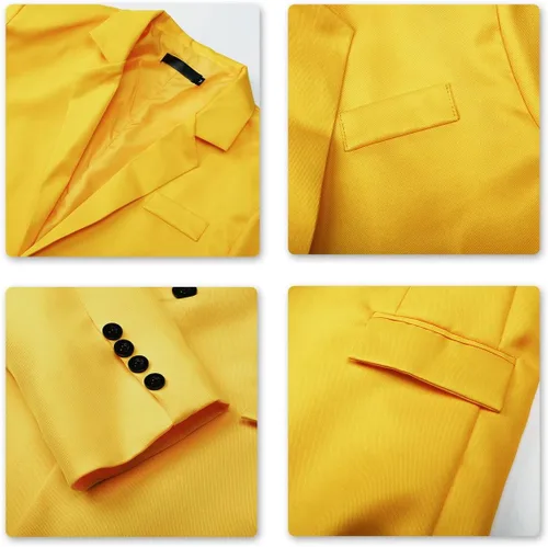 Vista 34 de YUNCLOS Chaqueta blazer casual de 1 botón con solapa con muescas para hombre