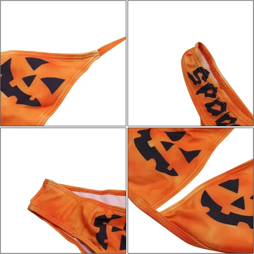 Vista 19 de AIBEARTY Traje de baño de dos piezas con estampado de calaveras para mujer, conjunto de bikini triangular de corte alto para fiesta, festival