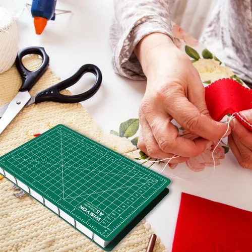 Vista 5 de WISYOK Tapete de manualidades A5 de 6 x 8 pulgadas, pequeño tapete de corte giratorio para coser, tela, ideal para manualidades de bricolaje
