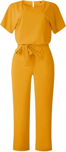 Vista 4 de OVERMAL Mono de verano para mujer, holgado, casual, cuello redondo, manga corta, color liso