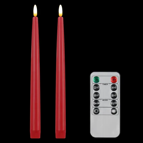 Vista 24 de CVHOMEDECO. Velas cónicas sin llama con control remoto de 10 teclas, velas LED parpadeantes con mecha 3D, funciona con pilas, velas de cera real