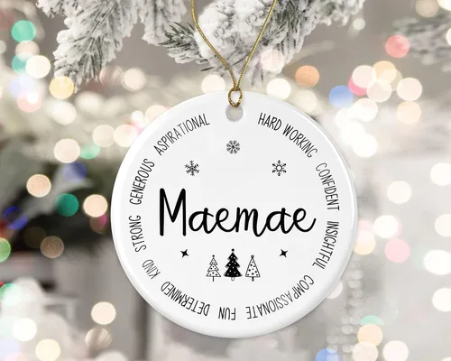 Vista 2 de Adorno descriptivo de maemae, el mejor adorno de maemae del mundo, regalo de recuerdo de Navidad de maemae de hija o hijo, nuevo adorno de maemae