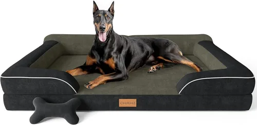Vista 26 de CWAWZ Cama ortopédica para perros extra grandes, cama ortopédica para perros con espuma viscoelástica de gel refrescante, cama impermeable