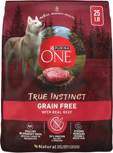 Vista 15 de Alimento para perro seca de Purina ONE Smartblend True Instinct sin cereales, fórmula llena de nutrientes, carne de res y camote