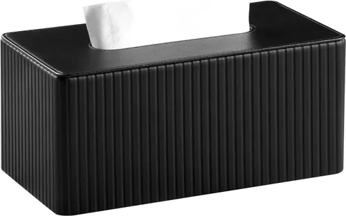 Vista 8 de Funda de Caja de Pañuelos de Cuero PU para Caja de 120 (3 Capas)/160 (2 Capas) Pañuelos, Soporte de Caja de Pañuelos Rectangular para Baño Rayas