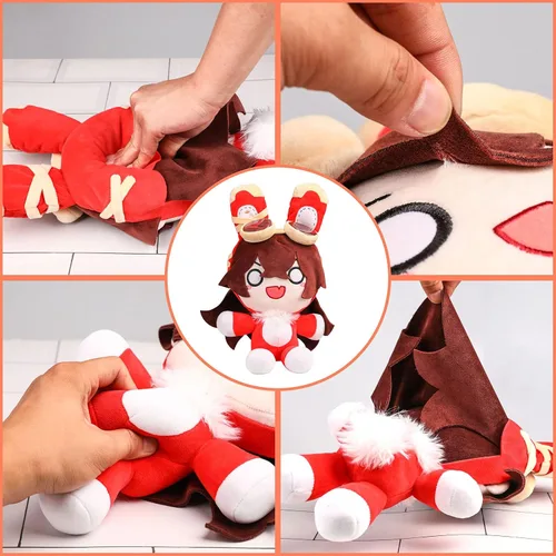 Vista 6 de UTIEHD Muñeco de peluche de anime de 16 pulgadas, disfraz de cosplay para fanáticos (rojo)