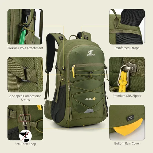 Vista 3 de SKYSPER Mochila de Senderismo para Hombres y Mujeres, Mochila de Viaje de 35L Impermeable Mochila de Camping Mochila Ligera para Exteriores Mochila