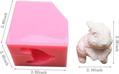 Vista 2 de Lanebudd - Molde de silicona para conejo, forma de conejo 3D, molde de silicona, herramientas para hornear, pastel y chocolate