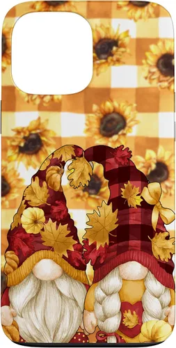 Vista 23 de iPhone 16 Autumn Fall Gnome Pumpkin Buffalo Plaid Pattern Sunflower Case