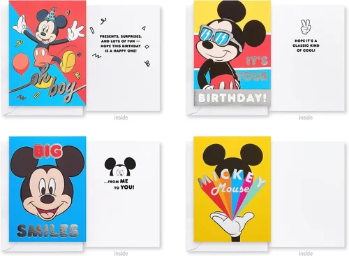 Vista 5 de American Greetings Paquete de tarjetas de lujo de Disney para todas las ocasiones con sobres, Mickey Mouse (32 unidades)