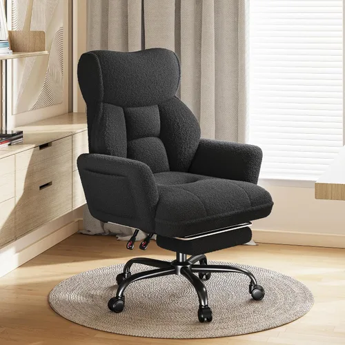 Vista 8 de DurayLoly Silla de oficina grande y alta con brazos y respaldo ajustables, silla de oficina ergonómica con reposapiés y tela cómoda para oficina