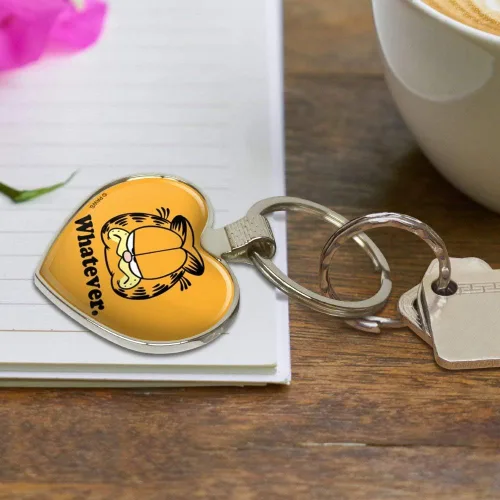 Vista 5 de Garfield Whatever Face Llavero de metal con diseño de corazón y amor, Multi