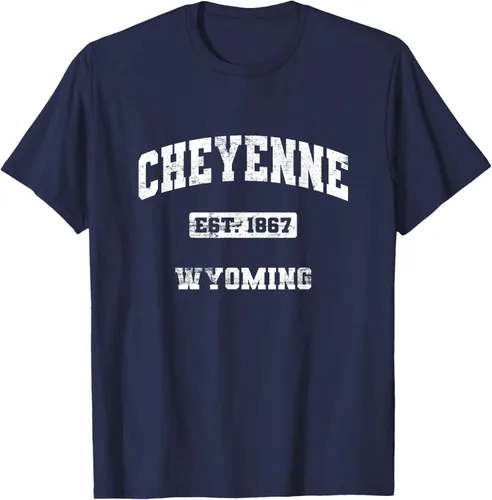 Vista 24 de Cheyenne Wyoming WY vintage state Camiseta de estilo atlético, Negro