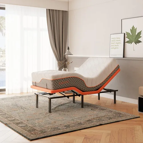 Vista 10 de ESHINE Base de cama ajustable + colchón híbrido de 14 pulgadas Twin XL (Suave Medio) - Espuma viscoelástica de gel de lujo, bases de cama con Gris