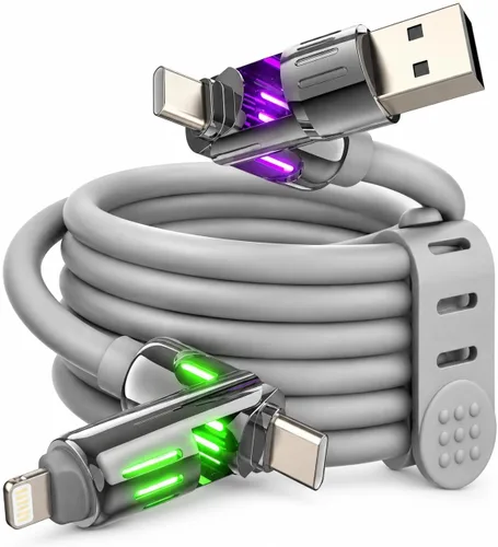 Vista 15 de MFish Cable de carga rápida 4 en 1 de 240 W, negro, 3.3 pies