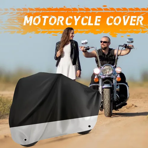 Vista 7 de Funda Impermeable para Motocicleta Protección al Aire Libre con Orificios para Candado y Bolsa de Almacenamiento Se Adapta a Motocicletas de hasta