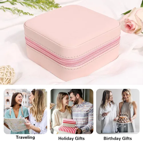 Vista 5 de Joyero de viaje, pequeño organizador de joyas de viaje, joyero portátil, mini organizador de almacenamiento, caja de almacenamiento portátil