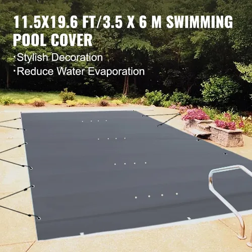 Vista 4 de VEVOR Cubierta rectangular para piscina de 12 x 20 pies, toldo de invierno de PVC color carbón, impermeable y repelente de suciedad