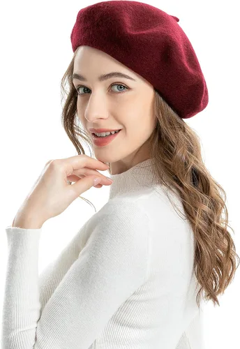 Vista 182 de ZLYC - Boina francesa de lana unicolor para mujeres y niñas