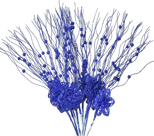 Vista 11 de 3 piezas de hojas de eucalipto artificiales de tacto suave de 31.5 pulgadas, tallos de vegetación de dólar de plata falsos para el hogar, boda Azul