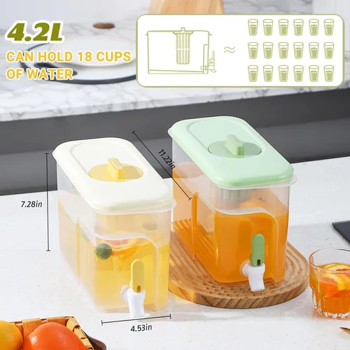 Vista 2 de Dispensador de bebidas de 1 galón para refrigerador, recipiente de agua con grifo, dispensador de agua de galón mejorado, jarra de té helado