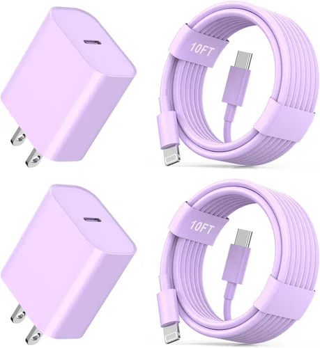 Vista 12 de Cargador rápido para iPhone 11 12 13 14, paquete de 2, cargador de iPhone de 20W, adaptador de bloque de carga rápida con cable de sincronización