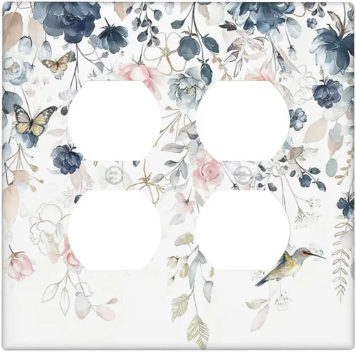Vista 126 de Decorative Outlet Covers Blue Background White Cat Daisy Floral 2-Gang 1-Gang Wall Plate Single Toggle/Rocker Farmhouse Style Light Switch Covers