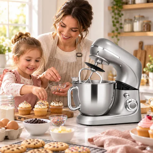 Vista 2 de 5.3 QT Stand Mixer, 660W Large Capacity Dough Mixer for Kitchen