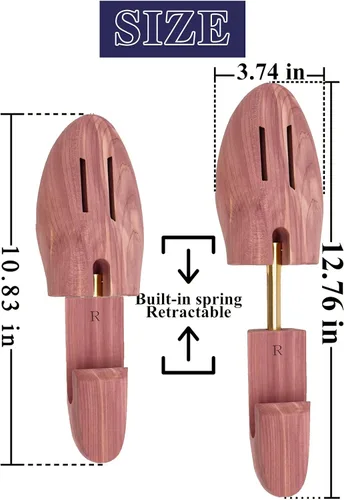 Vista 6 de Paquete de 2 árboles de zapatos para hombres, camilla de zapatos de madera para hombre, árboles de zapatos de cedro, árboles de zapatos ajustables