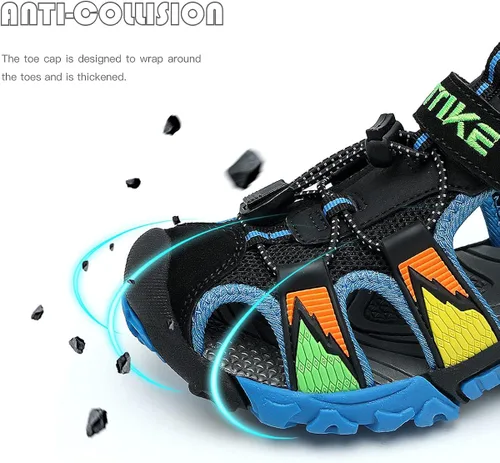 Vista 5 de Littleplum Sandalias para niños con puntera cerrada, sandalias deportivas para niños pequeños, zapatos de verano para niños grandes, caminar