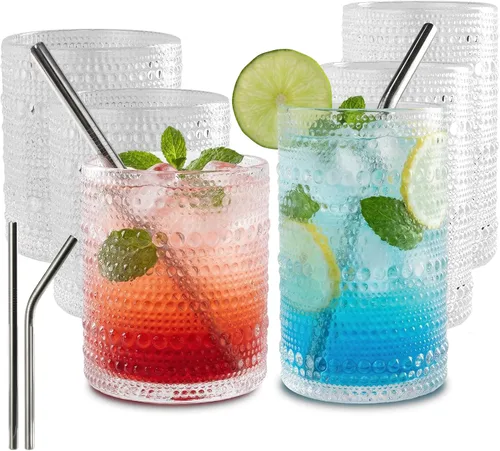 Vista 14 de CycleMore 12 vasos para beber Hobnail de 12 onzas, 10 onzas, tazas de 4 Celeste