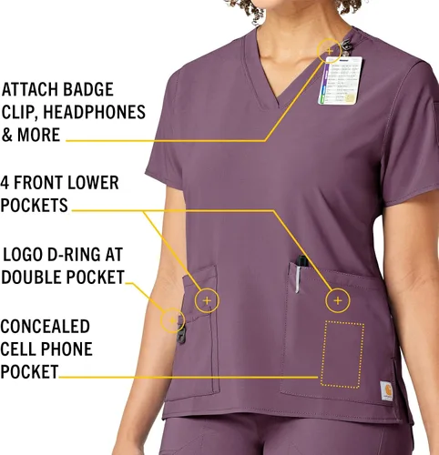Vista 3 de Carhartt Camiseta médica con cuello en V para mujer