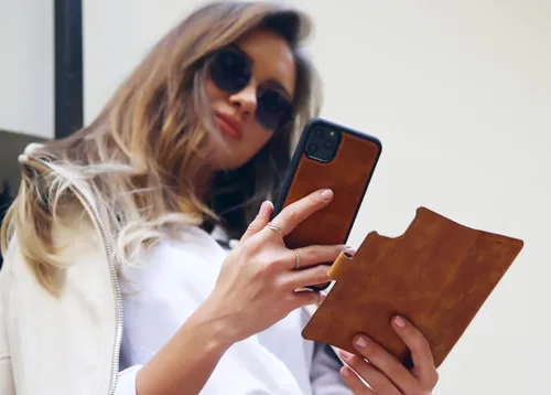 Vista 5 de HARDISTON Funda tipo cartera compatible con Samsung Galaxy S21, hecha a mano, de piel auténtica, cubierta magnética desmontable tipo flip con Negro