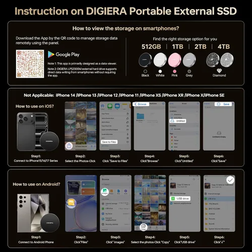Vista 11 de DIGIERA SSD portátil magnético de 1 TB, unidades de estado sólido externas con USB-C 3.2 Gen 2x2, velocidad de hasta 2000 MB/s, compacta y duradera