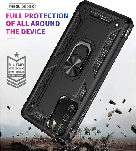 Vista 4 de TJS Funda compatible con Samsung Galaxy A03S, con protector de pantalla de vidrio templado, soporte magnético con soporte magnético resistente