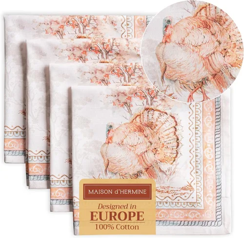 Vista 154 de Maison d' Hermine Juego de 4 servilletas de tela 100% algodón, suaves y duraderas, servilletas cuadradas reutilizables para uso diario, lavables
