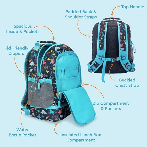 Vista 3 de Bentgo Kids Prints, 2 en 1, Mochila y lonchera aislada