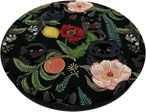 Vista 2 de Botanical and Black Cats PopSockets - Agarre y soporte para teléfonos y tabletas, Negro
