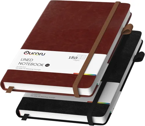 Vista 16 de Oucaru Cuaderno rayado, paquete de 4, 180 páginas, diarios A5 para escribir, papel grueso de 100 GSM, cuadernos pequeños diarios para mujeres