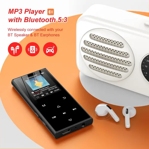 Vista 4 de Reproductor MP3 de 128 GB con Bluetooth 5.3 - Reproductor de música SWOFY D50 con altavoz HD integrado, radio FM, grabadora de voz, sonido de alta