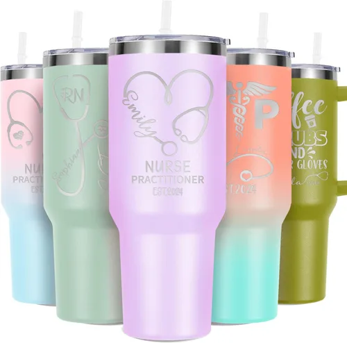 Vista 10 de Regalos de enfermera para mujeres, vaso de vino personalizado de 20 onzas con nombre, título de trabajo y fecha, regalos de enfermera, enfermeras