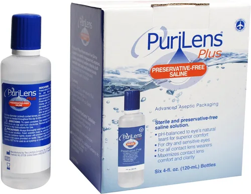Vista 9 de Purilens Plus, solución salina sin conservantes para lentes de contacto, 120 ml (4 fl. oz), paquete de 3